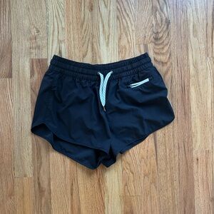 Vuori Black Women's Athletic Shorts with White Drawstring